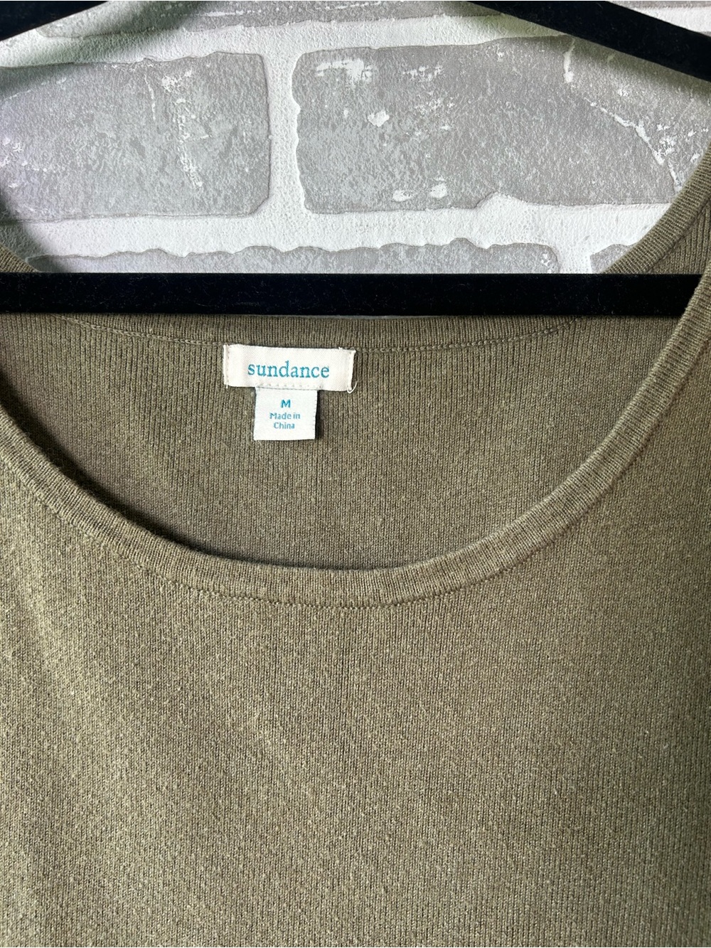 Sundance Olive Green Knit Empire Waist Sleeveless Dress Medium Silk Blend Boho - Picture 4 of 7